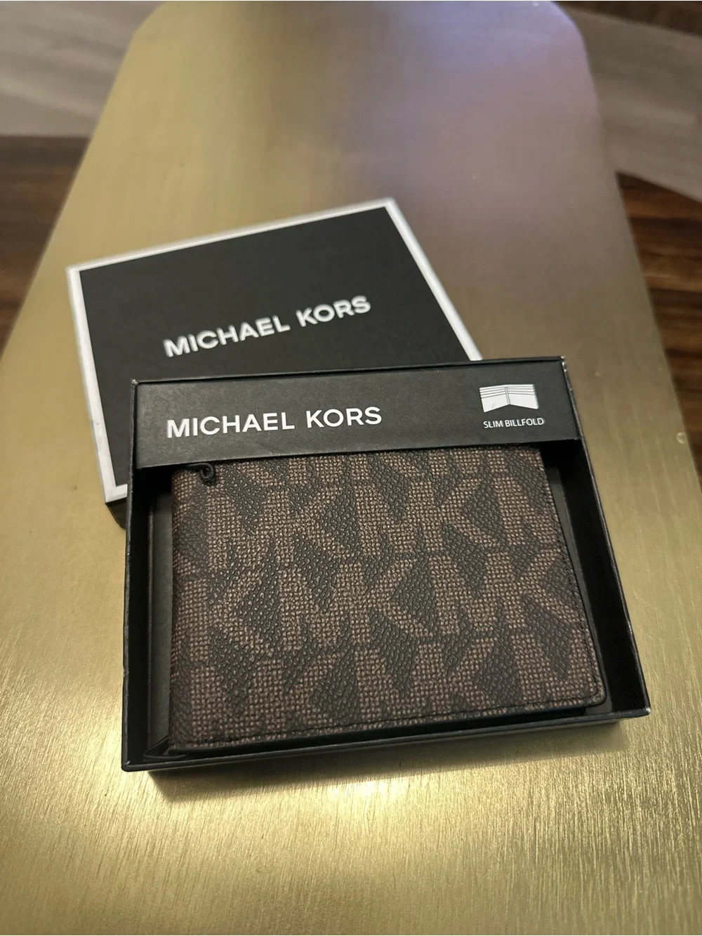 Michael Kors Men's Brown MK Logo Card & Key Wallet